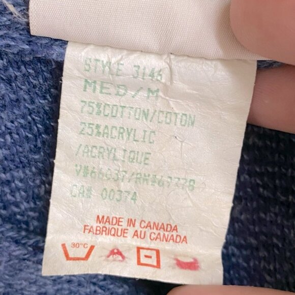 Vintage Northern Reflections Cottage Essentials Blue Ribbed Knit V Nk Sweater M - Picture 4 of 15